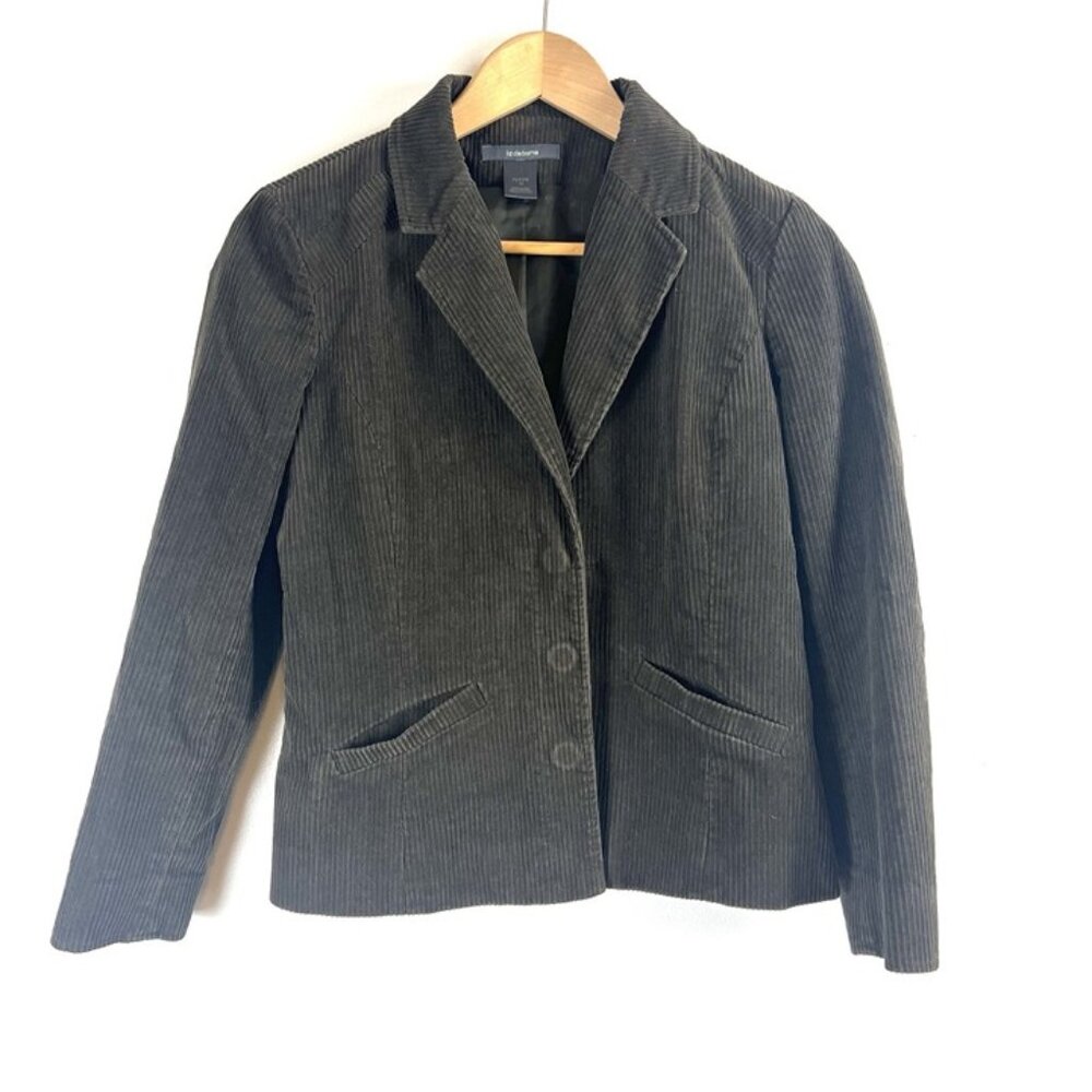 Vintage‎ Liz Claiborne Brown Wide Wale Corduroy Blazer sz 10 Petite Academia Y2K